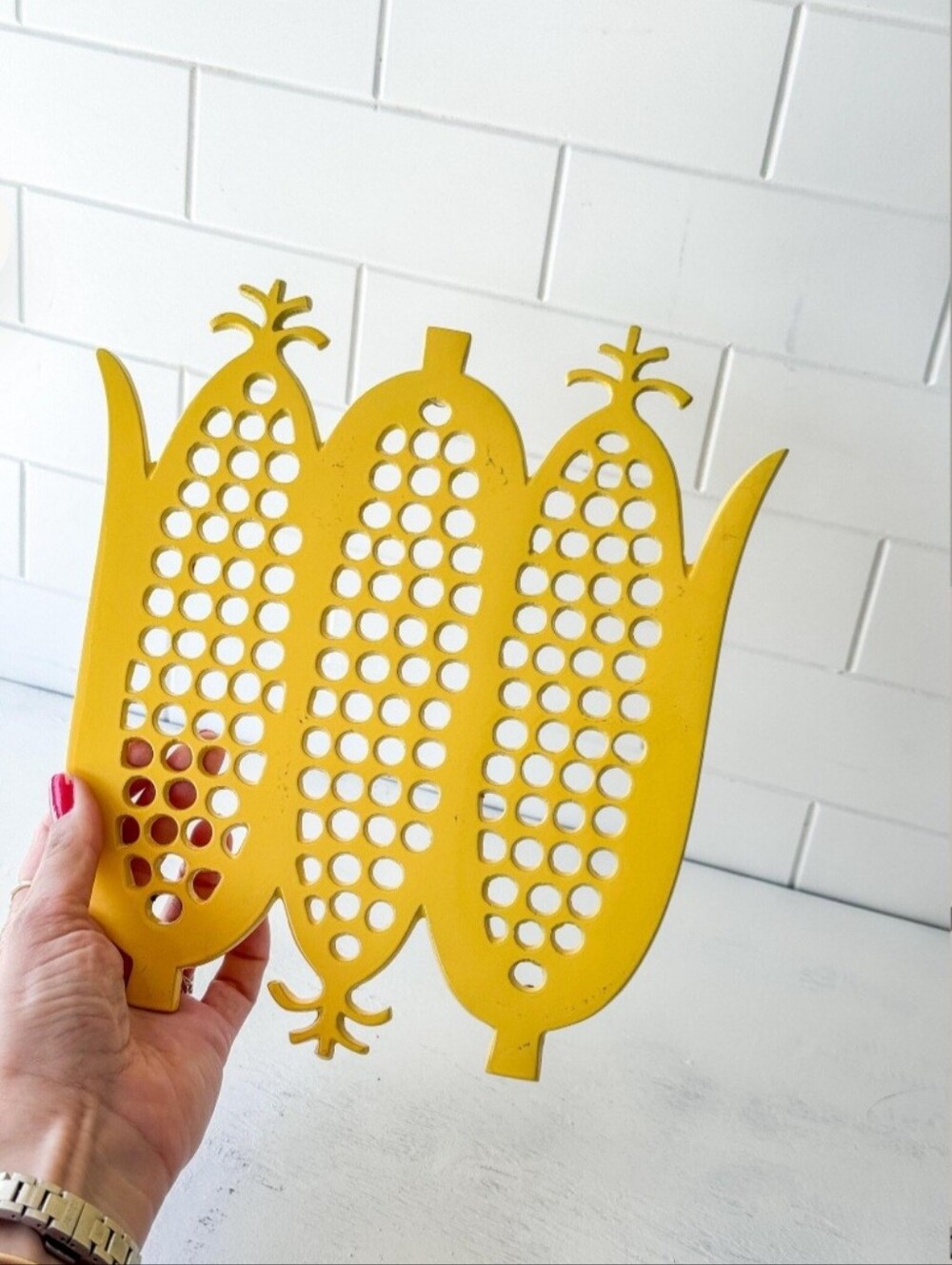 Yellow Corn Cast Iron Trivet Crate And Barel VINTAGE